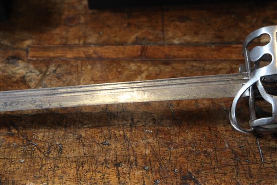 A 17th century English backsword,